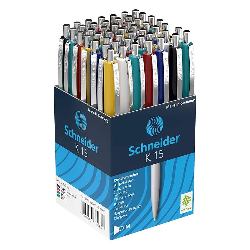 de 50 Stylos à Bille SCHNIEDER Office Bleu - Couleurs Assorties