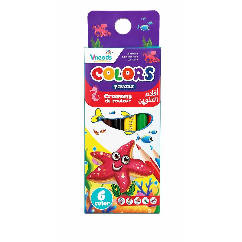 de 6 Crayons VNEEDS Petit Modèle Couleur Assortis