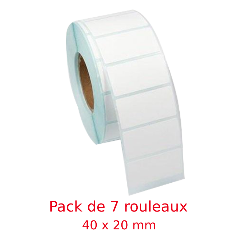 de 7 Rouleaux d'Étiquettes Thermiques 40 x 20 mm - 1000 Étiquettes