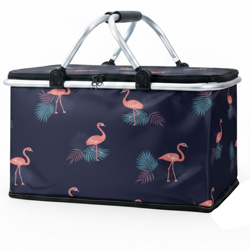 Panier Pique-Nique Isotherme Pliable Pour Plage - Bleu Marine