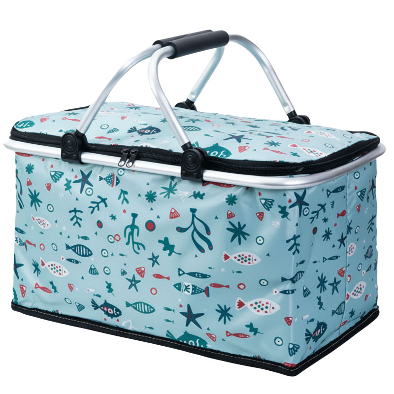 Panier Pique-Nique Isotherme Pliable Pour Plage - Bleu ciel