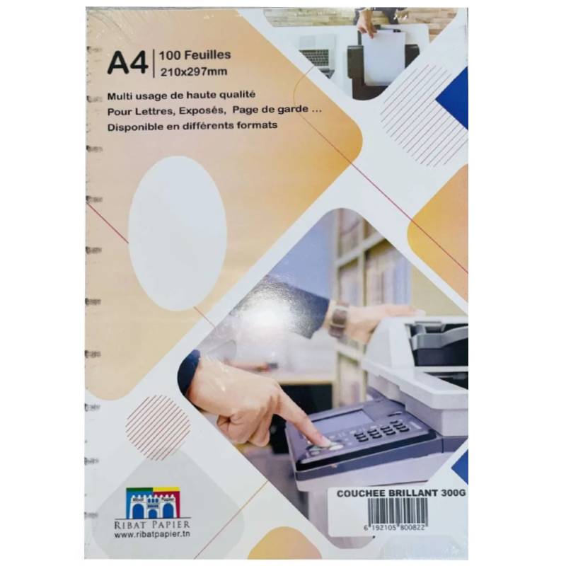 Paquet 100 Feuilles RIBAT Couché Brillant A4/ 300G - RIBAT-PAPIER