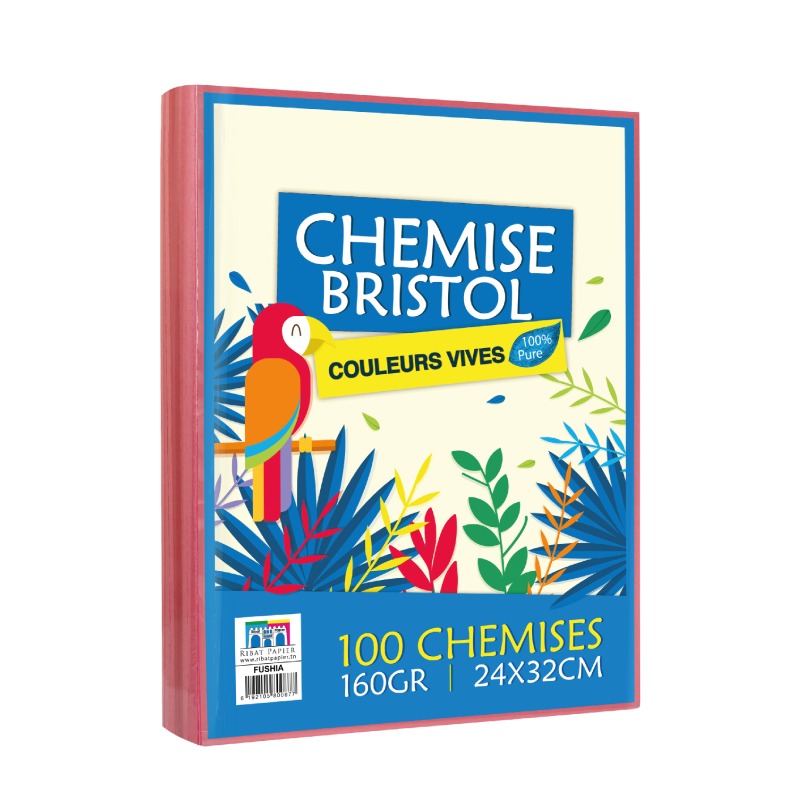 Paquet De 100 Chemises Bristol RIBAT VIVES 160G 24*32 -Fushia - RIBAT-PAPIER