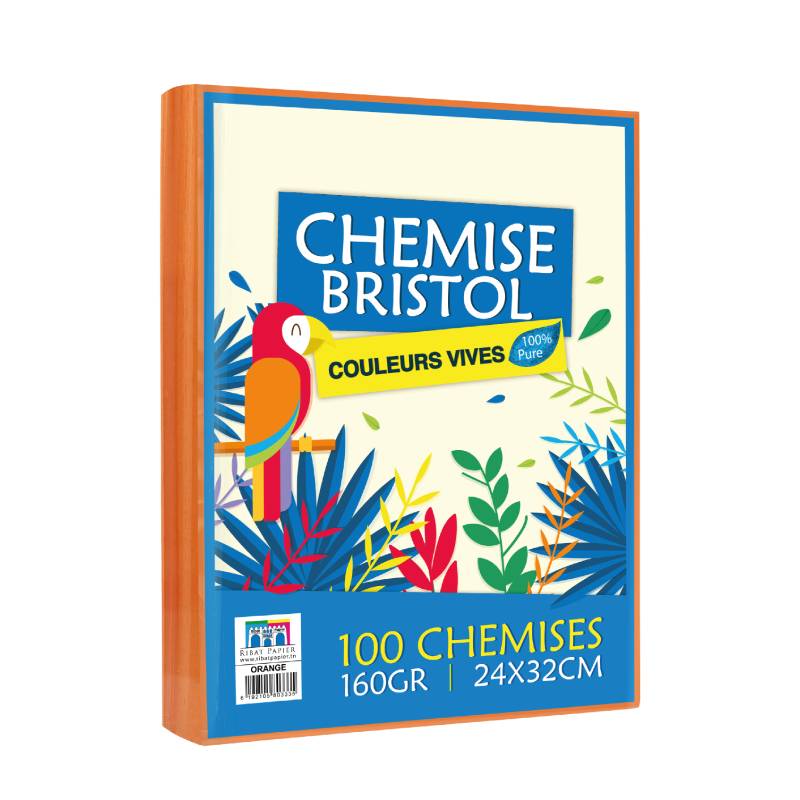 Paquet de 100 Chemises RIBAT Bristol Vives 160G 24*32 - Orange - RIBAT-PAPIER