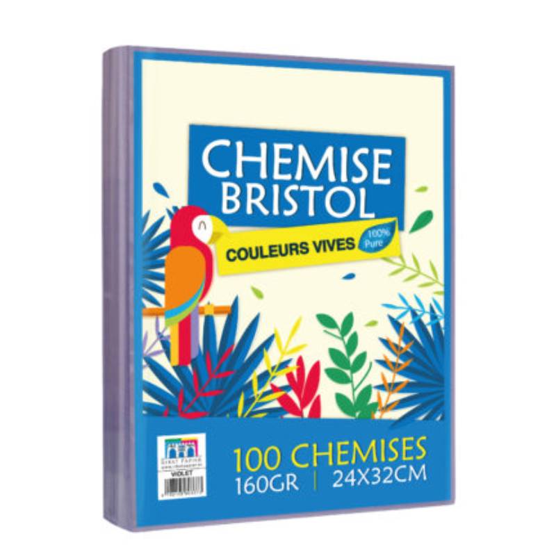 Paquet de 100 Chemises RIBAT Bristol Vives 160G 24*32 - Violet - RIBAT-PAPIER