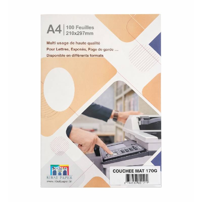 Paquet de 100 Feuilles RIBAT Couché Mat A4 170G - RIBAT-PAPIER