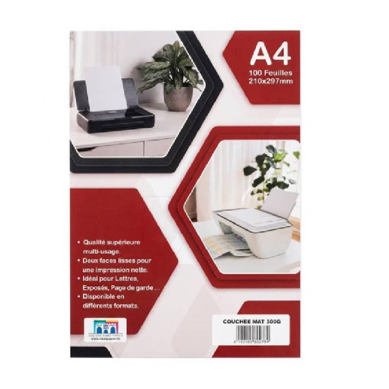 Paquet de 100 Feuilles RIBAT Couché Mat A4 300G - RIBAT-PAPIER