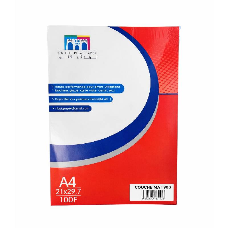 Paquet de 100 Feuilles RIBAT Couché Mat A4 90G - RIBAT-PAPIER
