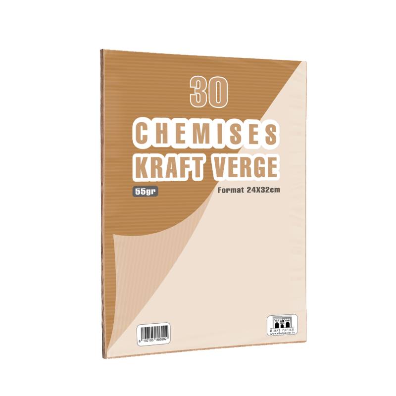 Paquet de 30 Chemises RIBAT Krafet Verge 55 G 24 x 32 Cm - RIBAT-PAPIER