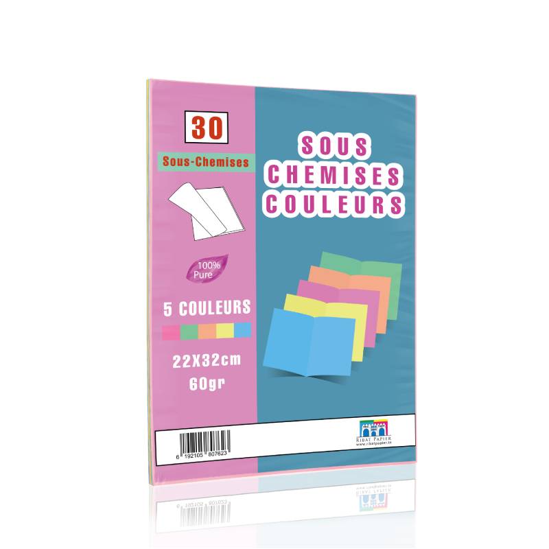 Paquet de 30 Sous Chemises RIBAT 60 G 22 x 32 Cm - Assortis - RIBAT-PAPIER