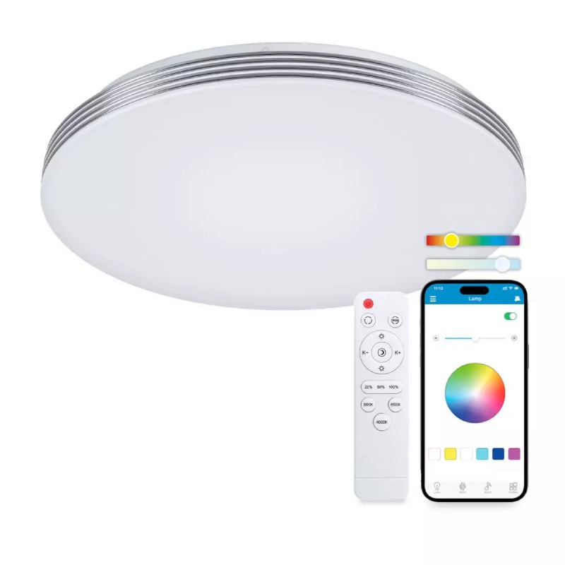 plafonnier boreal KSIX 38.5cm rgbic+cct 5600lm 52w ilink - blanc