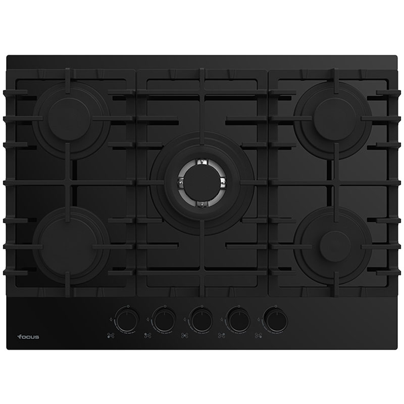 Plaque de Cuisson Encastrable FOCUS F8006BS 5 Feux 70cm - Noir - Focus