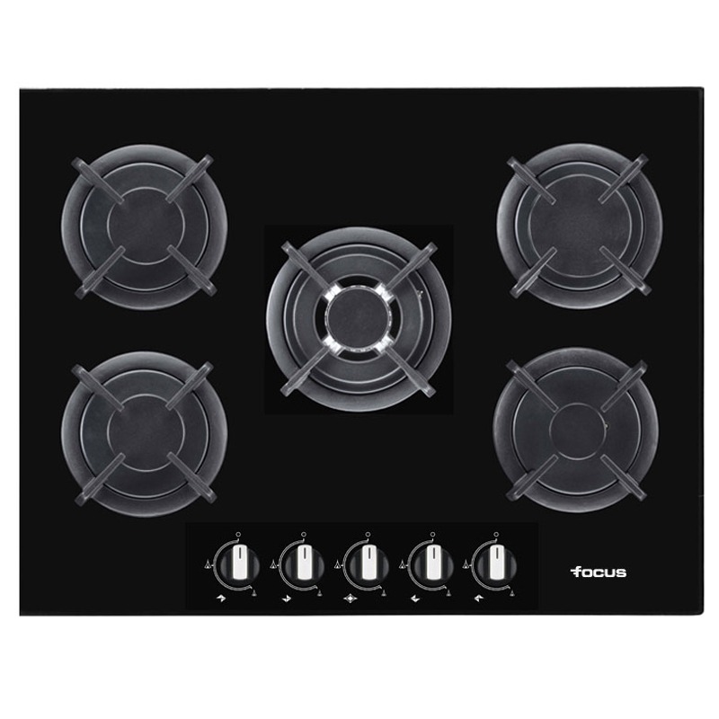 Plaque de Cuisson Encastrable FOCUS F4109B 5 Feux 90 cm - Noir - Focus