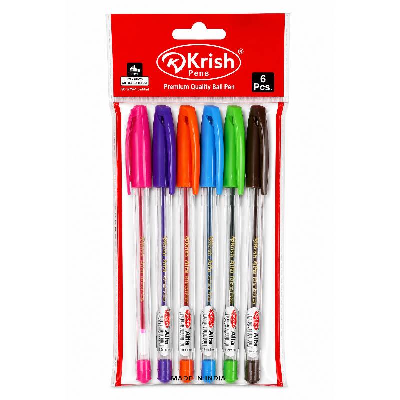 Pochette de 6 Stylos KRISH à Bille - Assortis - KRISH