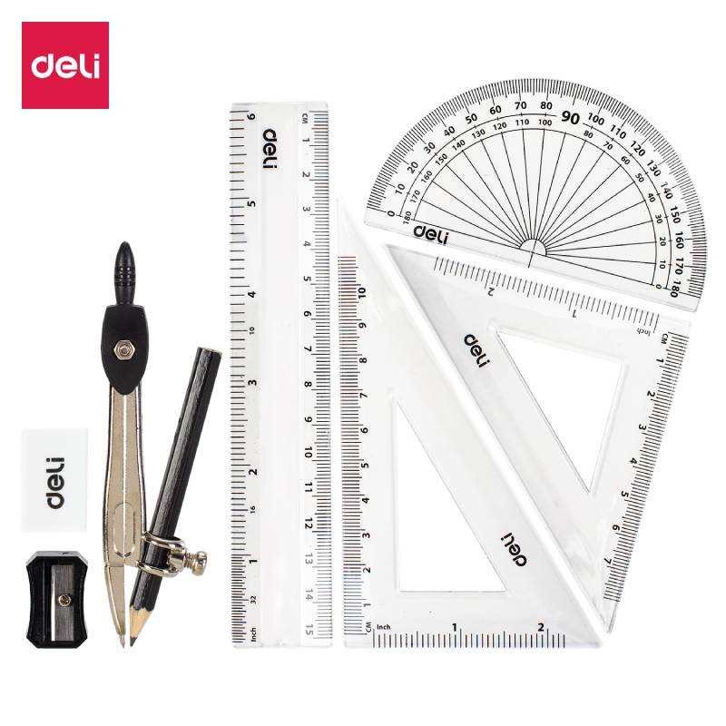 Pochette Géometrique DELI 8 Piéces En Boîte Métallique Orbite - DELI