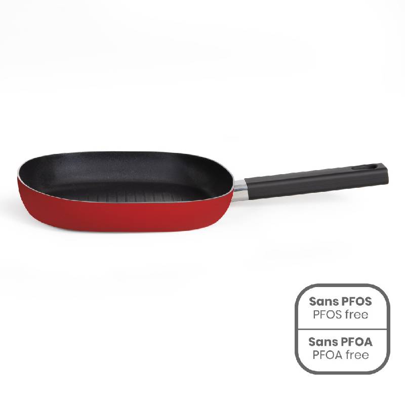Poêle LIVOO Grill Aluminium 24 cm - Rouge - LIVOO