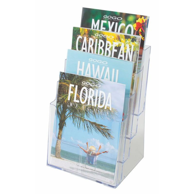 Porte Brochure FAIBO A4 3 Compartiment 34,3×23,5×17,5 cm -Transparent - FAIBO