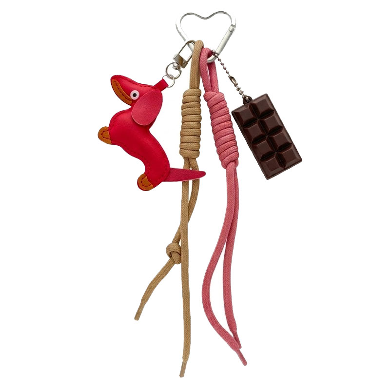 Porte-clés Bijou de Sac Chien Teckel - Rose