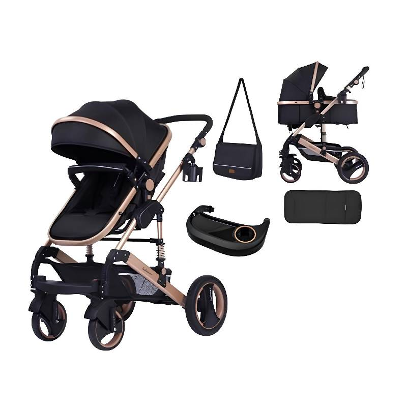 Poussette Landau BELECOO 535-Q3 Avec Sac Maman - Noir