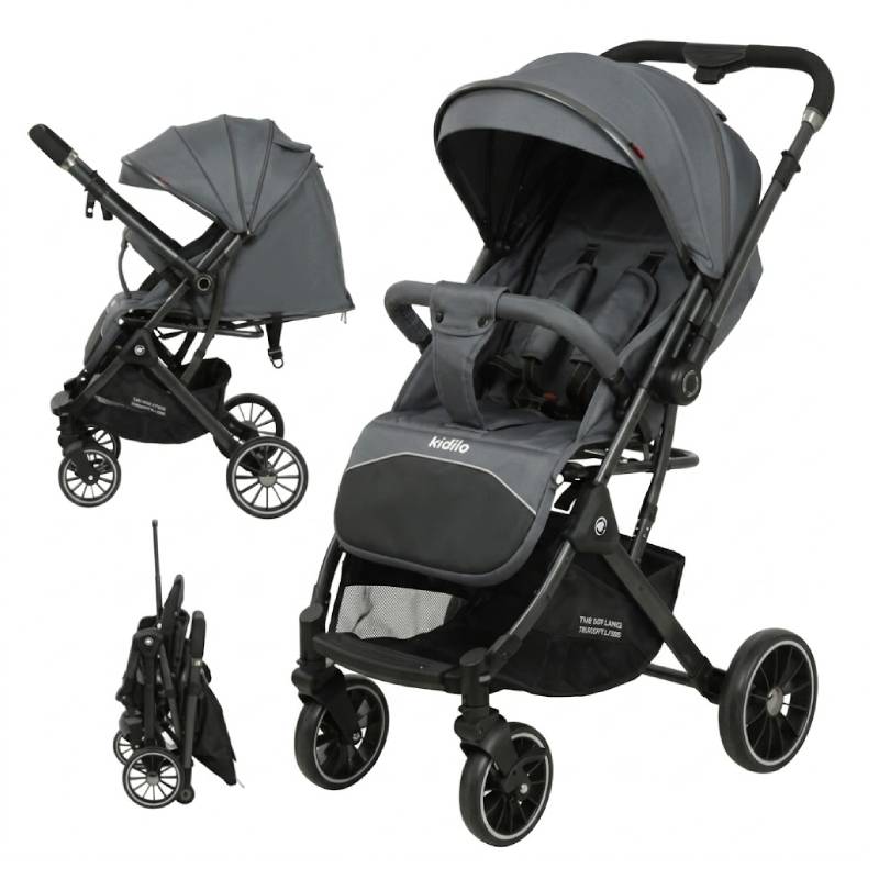 Poussette Valise KIDILO 535 Réversible & Pliable - Gris