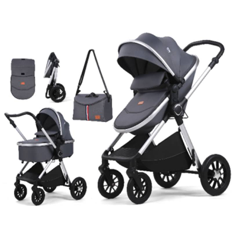 Poussette Landau KIDILO H2D Avec Sac Maman - Gris