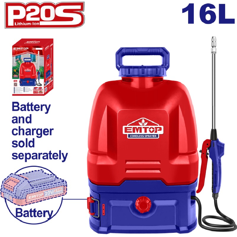 PULVERISATEUR A DOS EMTOP 16L 5BAR ESPLI2016