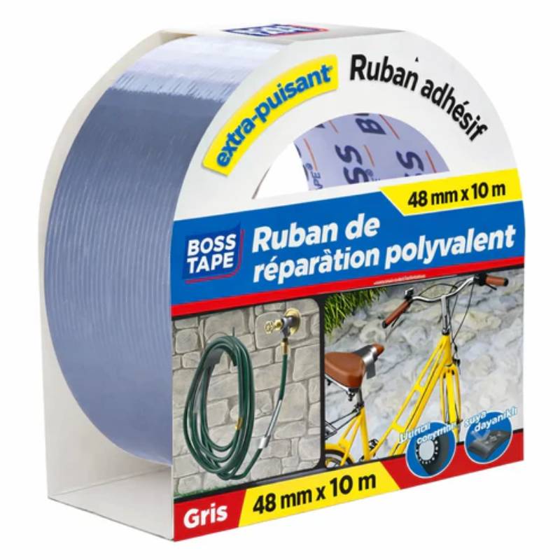 Ruban Adhésif BOSS TAPE Réparation Gris 48 mm x 10 mt - BOSS-TAPE
