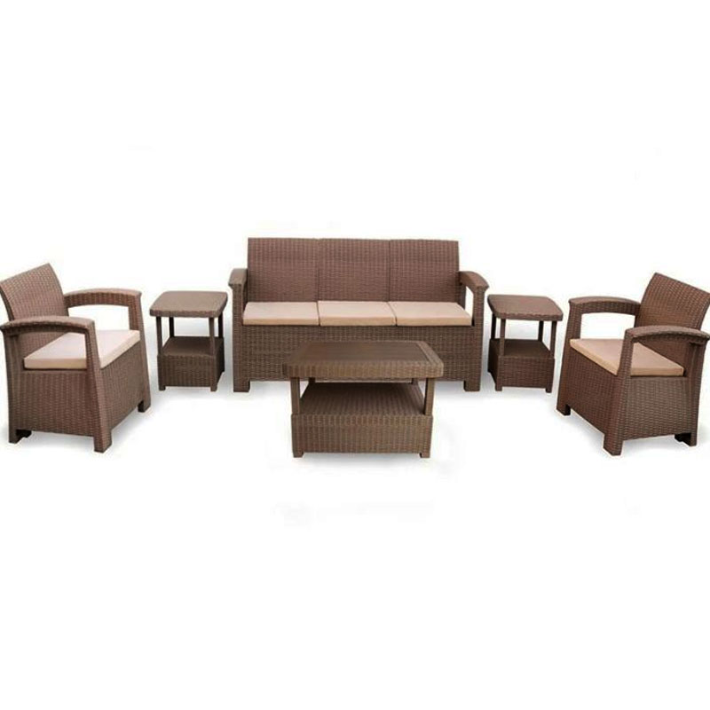 Salon de jardin SOFPINCE Syphax 5 places - Marron