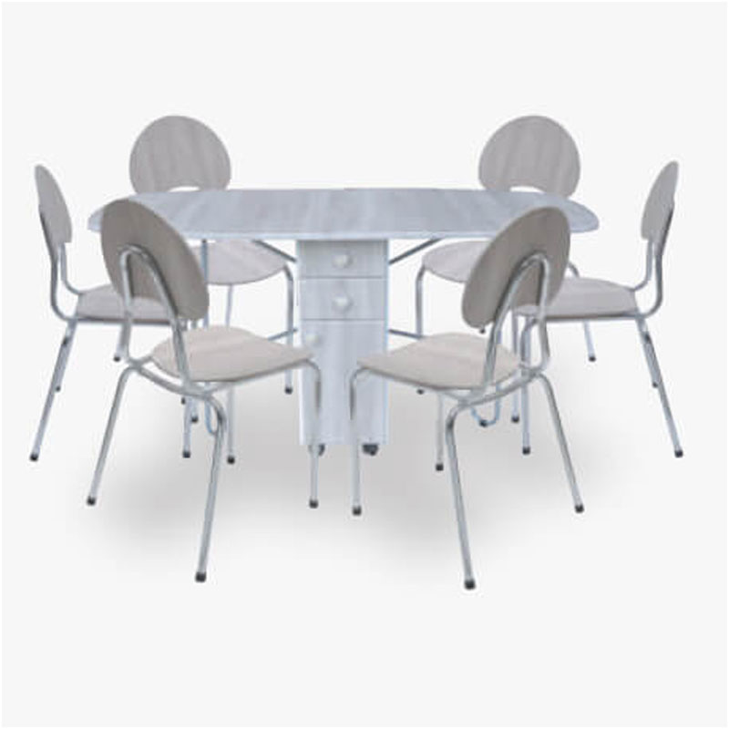 SOTUFAB Salle A Manger Rabattable A Tirroir + 6 Chaises Familia - Chêne Brut
