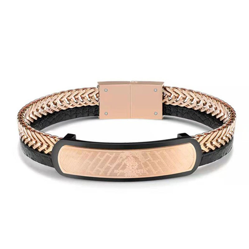 Bracelet Homme POLO SANTA BARBARA SBJ-6-1001-4 Noir & Rose Gold