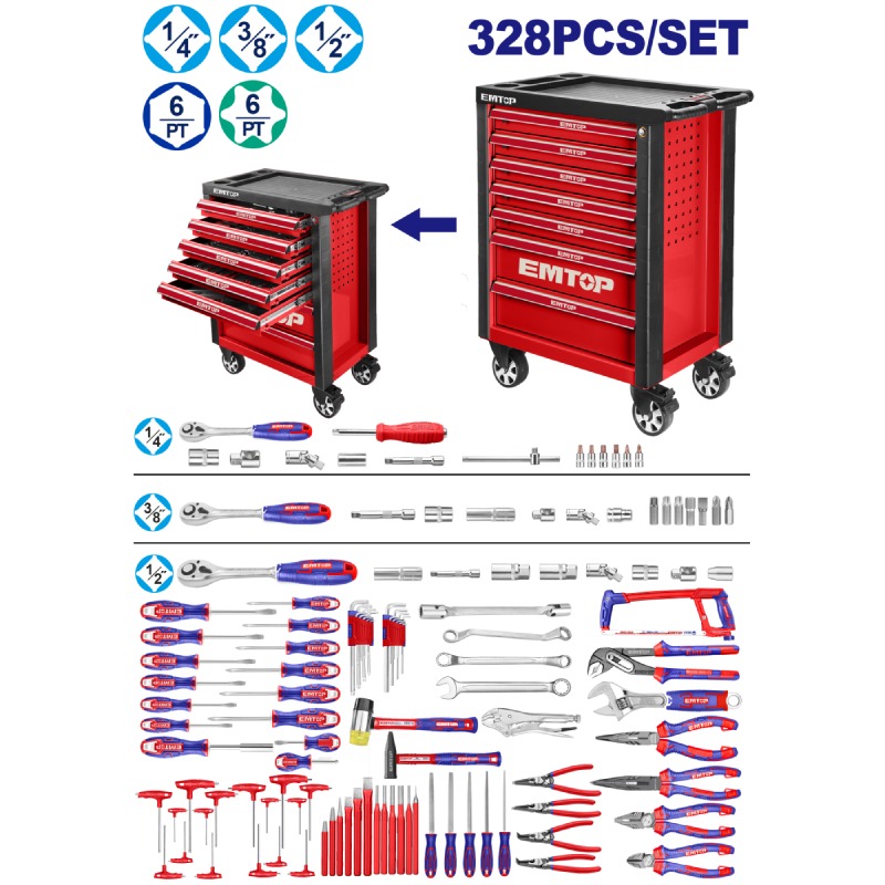 Servante à outils 7 tiroirs 328p EMTOP EHTS03281