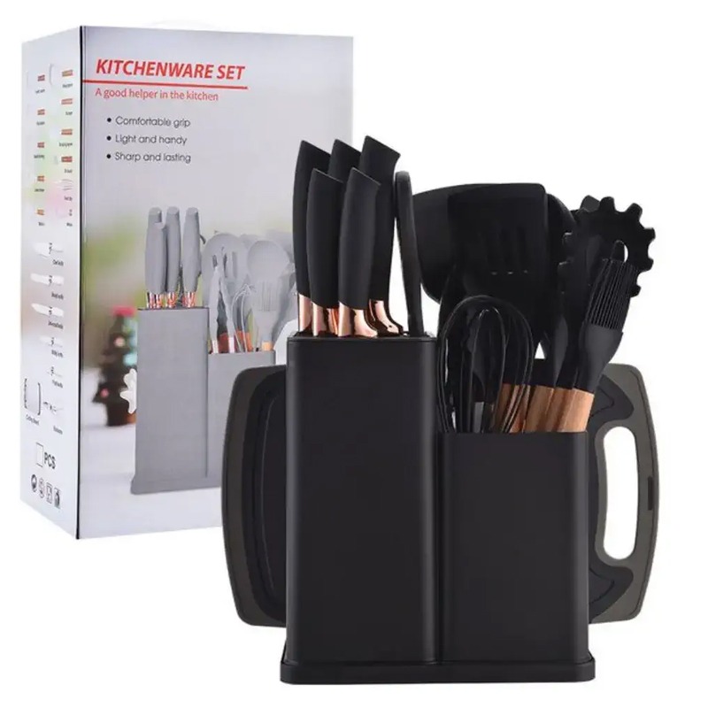 Set De 19 Ustensiles De Cuisine En Silicone - Noir