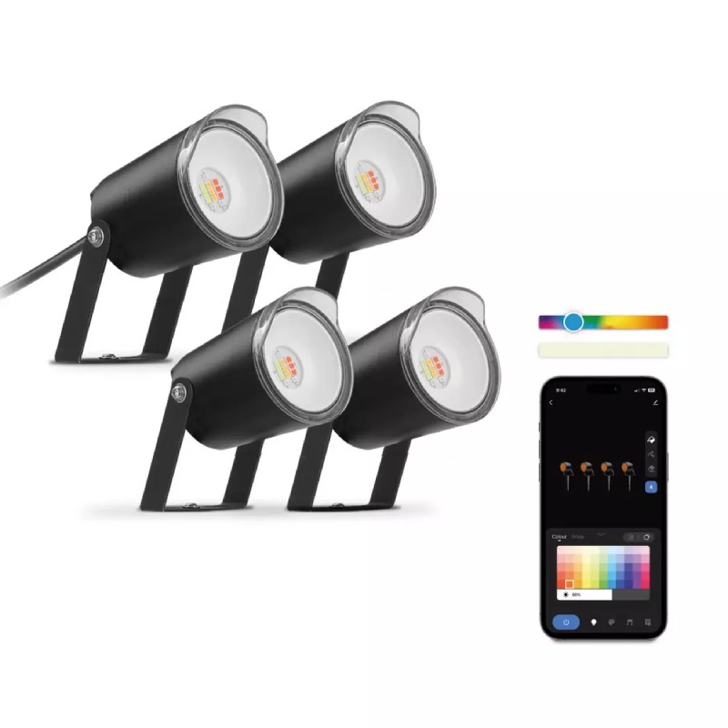 set 4 spots KSIX smartled extérieurs 18w 900lm rgbwic ip65 wifi app - BXOUTL1 - KSIX