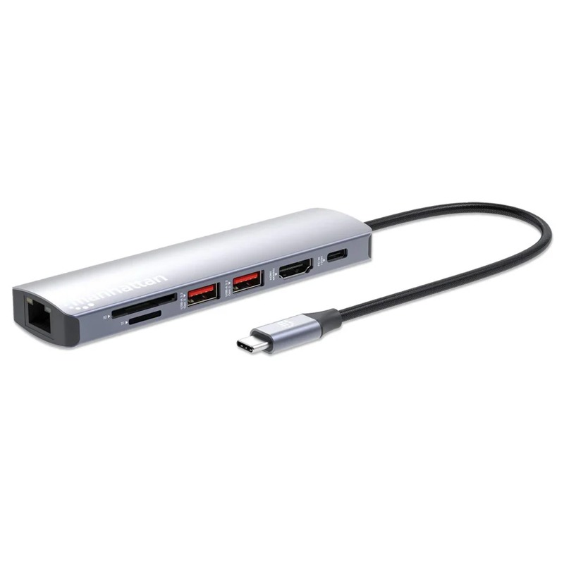 Station d'accueil MANHATTAN USB-C PD 7 en 1 4K / Hub multiport - Sliver - MANHATTAN