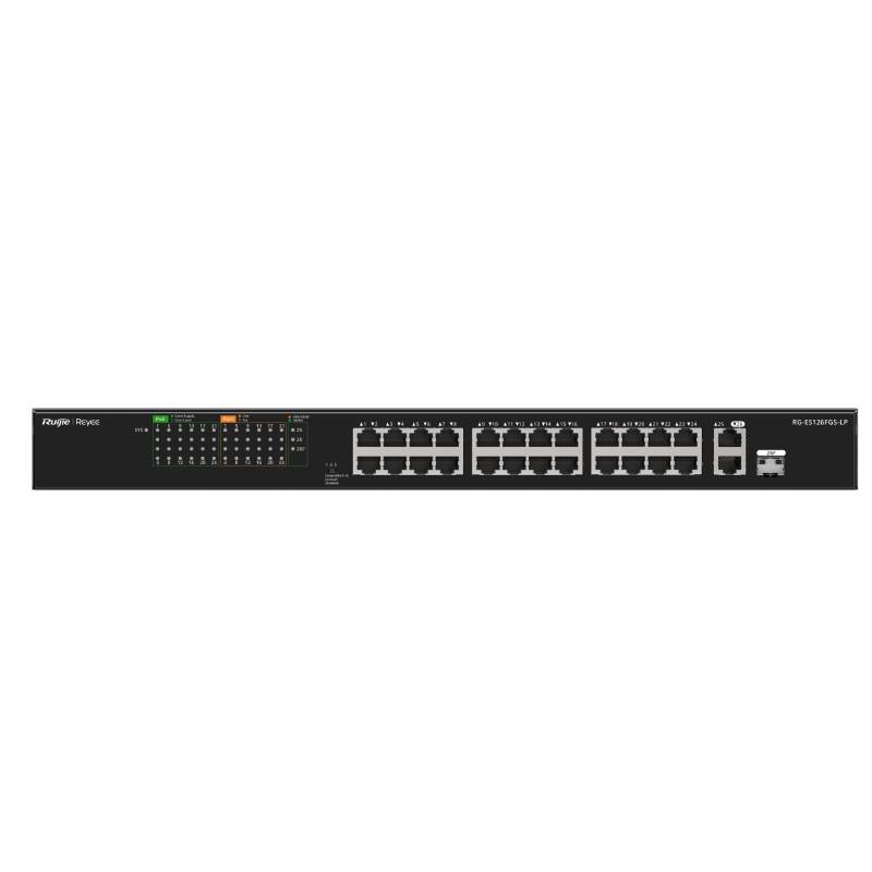 Switch RUIJIE RG-ES126FGS-LP PoE 24 ports 10/100 Mbps + 2 Gigabit - RUIJIE
