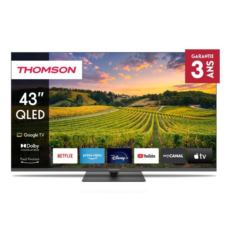 TV Thomson 43" 43QG5C14 QLED UHD 4K Google Tv - Gris foncé - Google