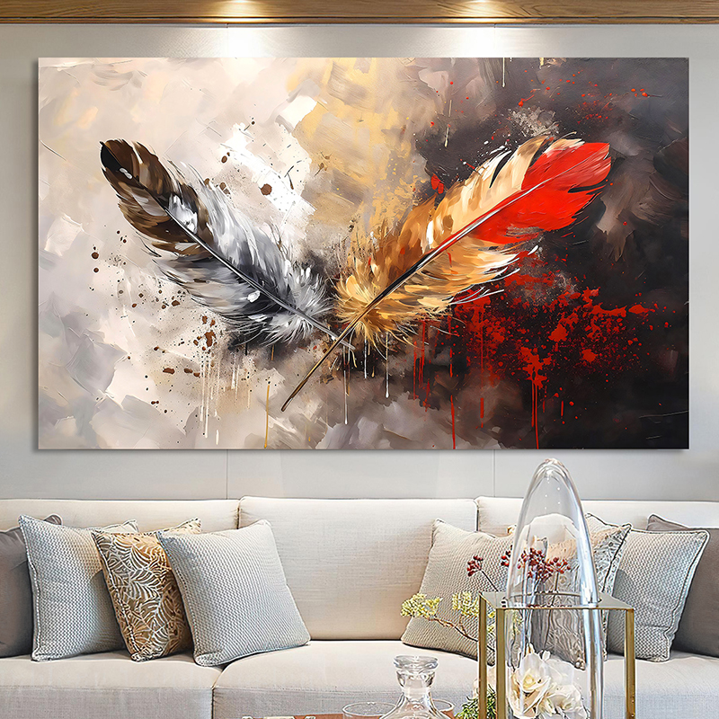 Tableau De Décoration 120 x 80 cm Plumes (BY34-T02)