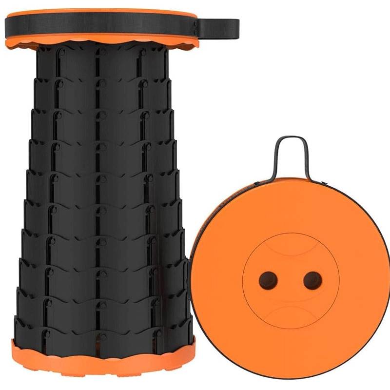 Tabouret de Camping Pliable Réglable pour Camping - Orange