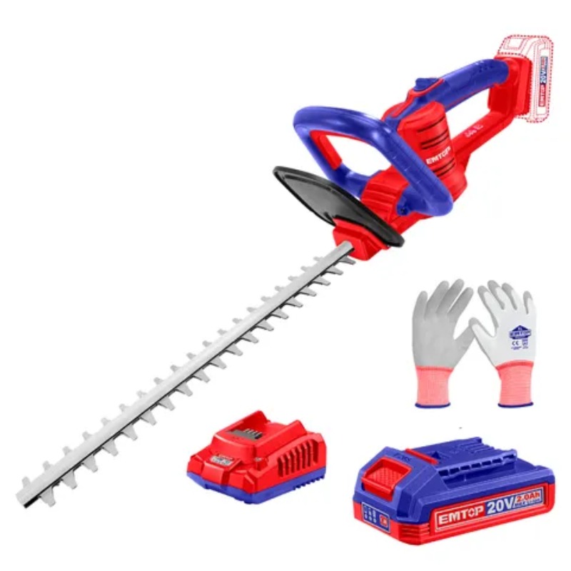 Taille-haie EMTOP 20v+bat 460mm+gant - ELHT204611