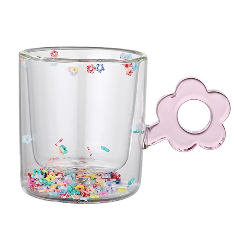Tasse A Café Double Paroi Fleur - Rose
