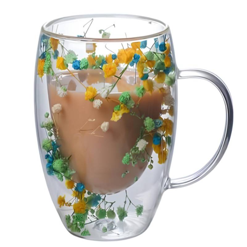 Tasse A Café Double Paroi Fleur MultiCouleur - 400ml