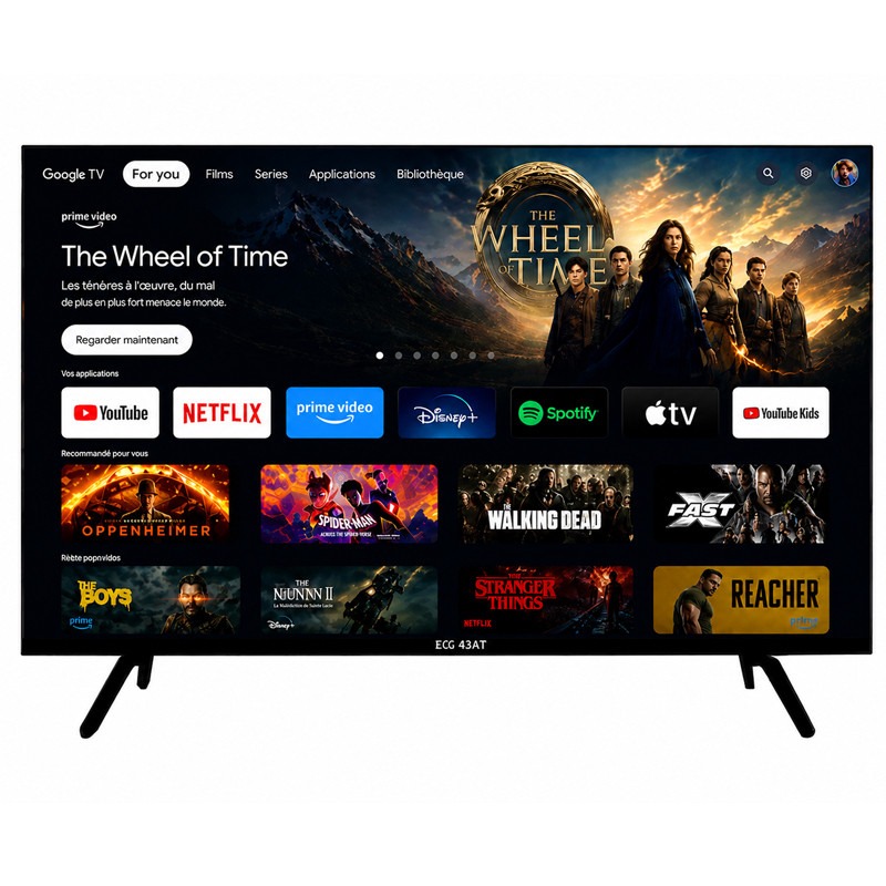 ECOSAT 55" Google TV Qled 4K UHD - Noir - ECOSAT