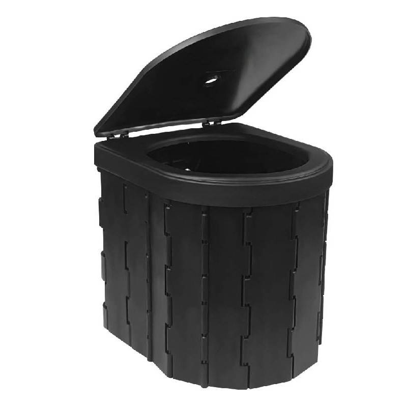 Toilette Portable de Camping WC-BK Pliable avec Couvercle - Noir