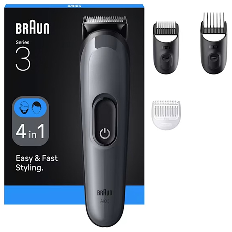 Tondeuse Multifonction 4EN1 BRAUN AIO3500 Rechargeable - Noir - Braun