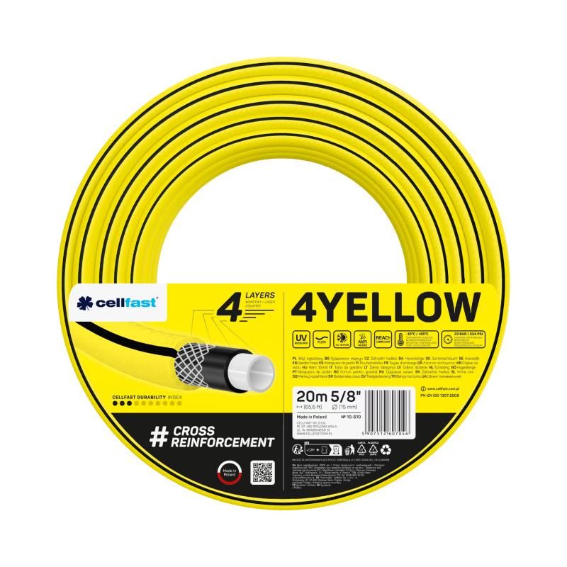 Tuyau d'arrosage CELLFAST 20M 4 Couche 5/8" - Jaune - CELLFAST