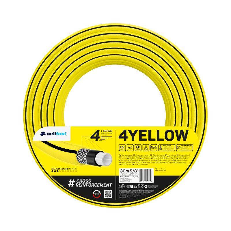 Tuyau d'arrosage CELLFAST 30M 4 Couche 5/8" - Jaune - CELLFAST