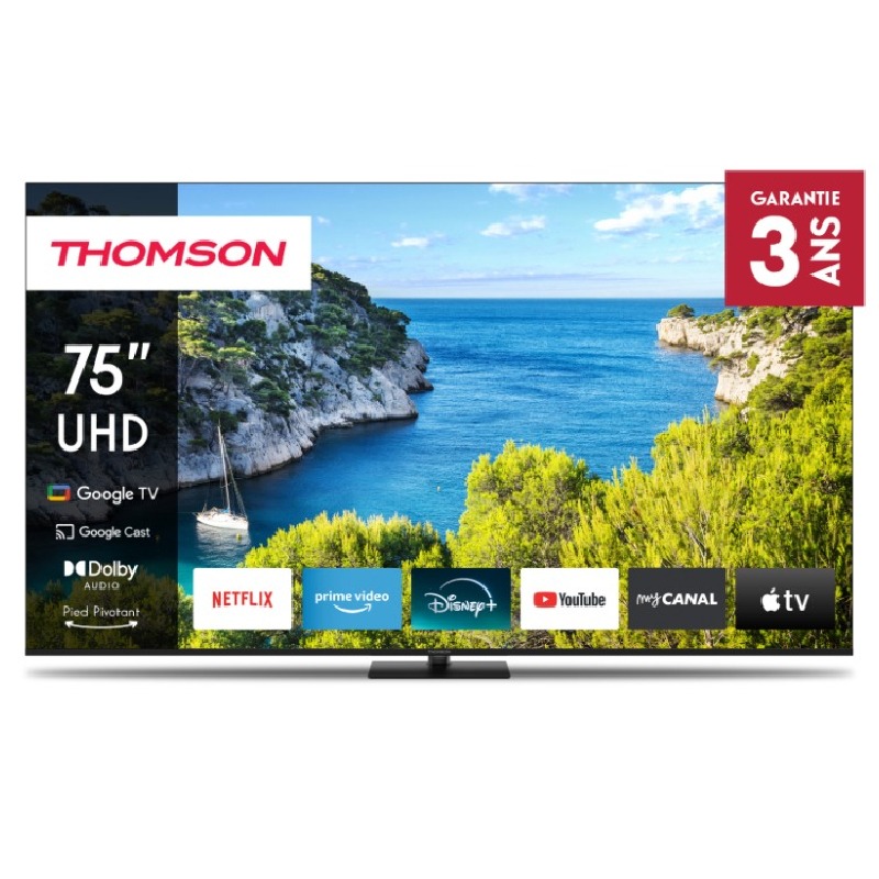 TV Thomson 75" 75UG5C14 UHD 4K Google Tv - Noir - Google